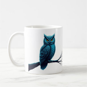 Taza De Café Mug con el patrón de Owl mandala en plumas