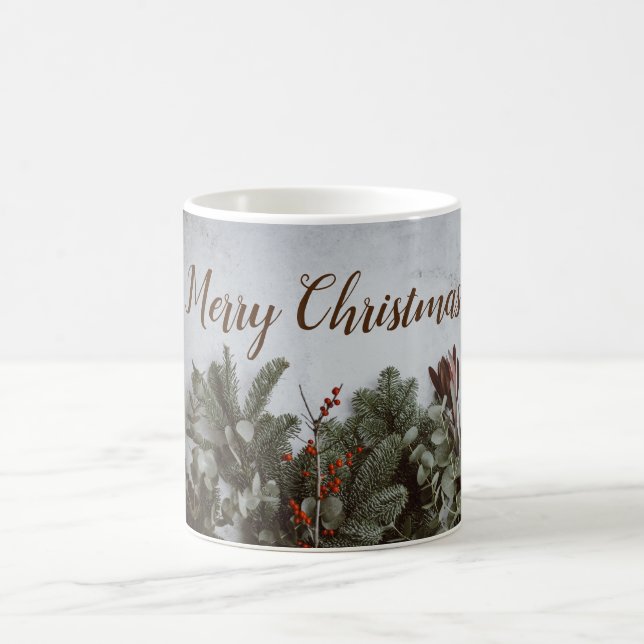 Taza De Café Mug con Feliz Navidad y Mistletoe. (Centro)