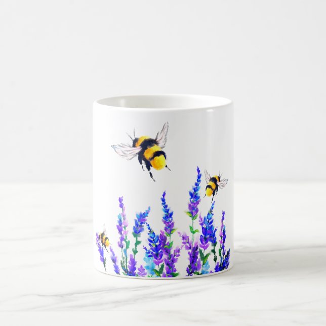 Taza De Café Mug con flores de primavera y abejas volando (Centro)