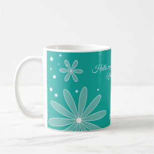 Taza De Café Mug con fondo de flor turquesa