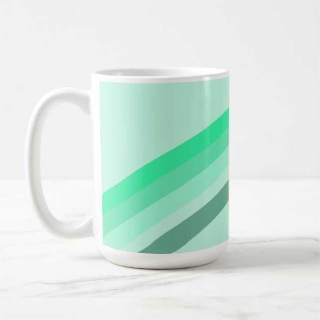 Taza De Café Mug con franjas verdes serenas (Izquierda)
