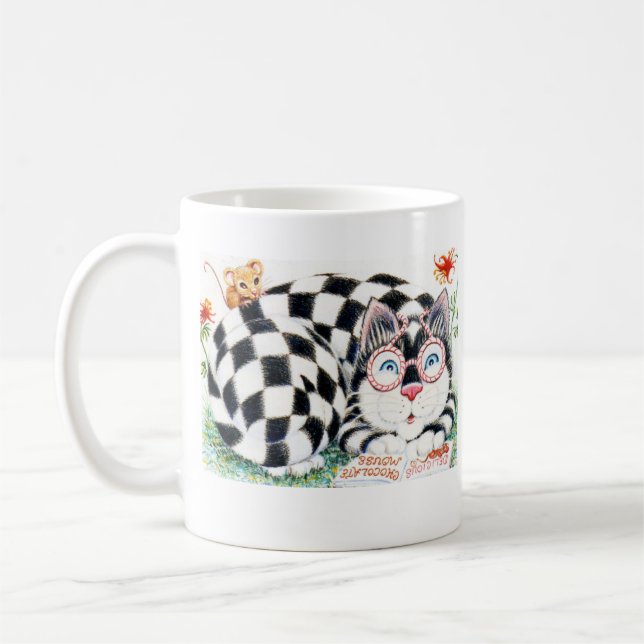 Taza De Café Mug con gato a cuadros (Izquierda)