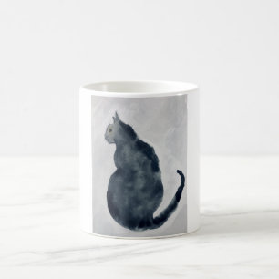 Taza De Café Mug Con Gato De Acuarela Gris