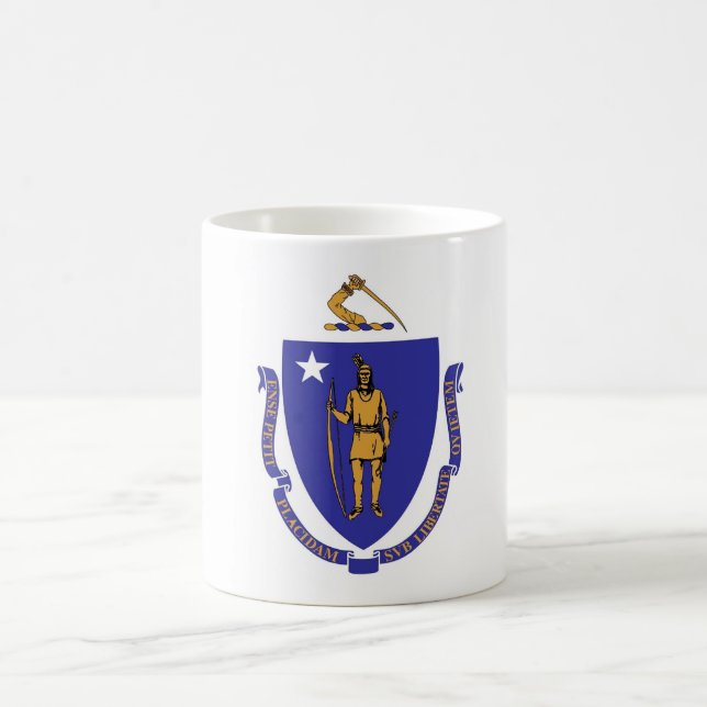 Taza De Café Mug con la bandera del estado de Massachusetts - E (Centro)