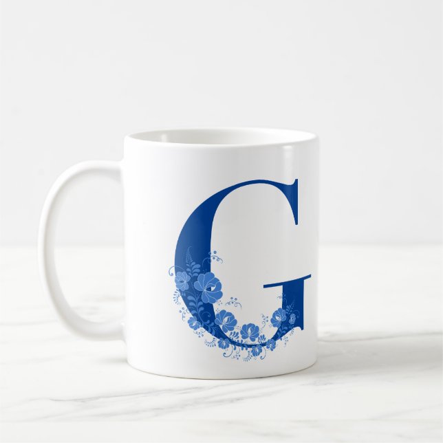 Taza De Café Mug Con Letra Floral Monogramo D (Izquierda)