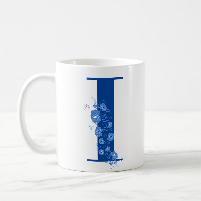 Taza De Café Mug Con Letra Floral Monogramo I (Izquierda)