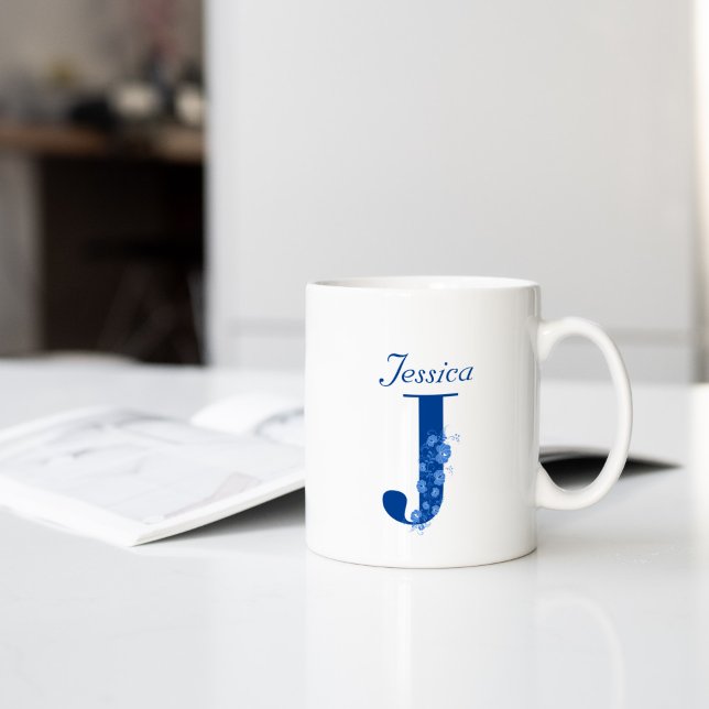 Taza De Café Mug Con Letra Floral Monogramo J (Subido por el creador)