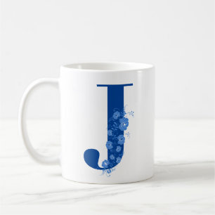 Taza De Café Mug Con Letra Floral Monogramo J