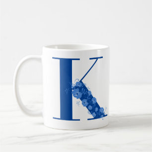 Taza De Café Mug Con Letra Floral Monogramo K