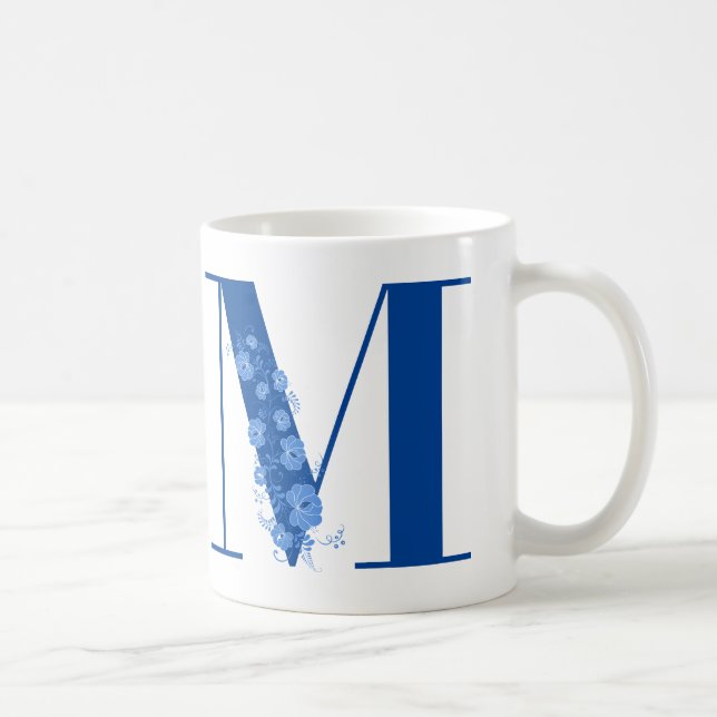 Taza De Café Mug Con Letra Floral Monogramo M (Derecha)