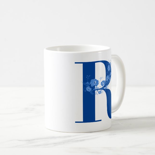 Taza De Café Mug Con Letra Floral Monogramo R (Anverso derecho)