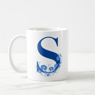 Taza De Café Mug Con Letra Floral Monogramo S
