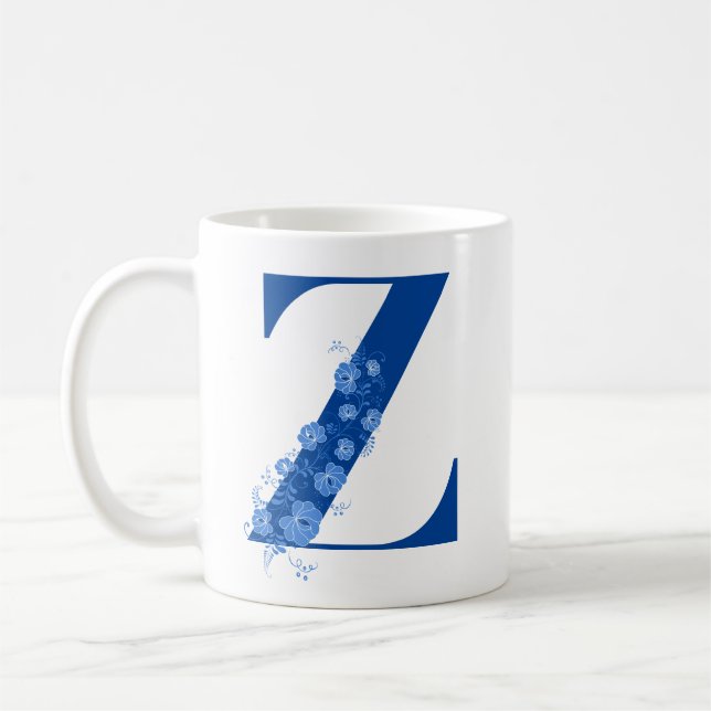 Taza De Café Mug Con Letra Floral Monogramo Z (Izquierda)
