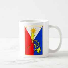 Taza De Café Mug con mapa filipino amarillo con bandera filipin