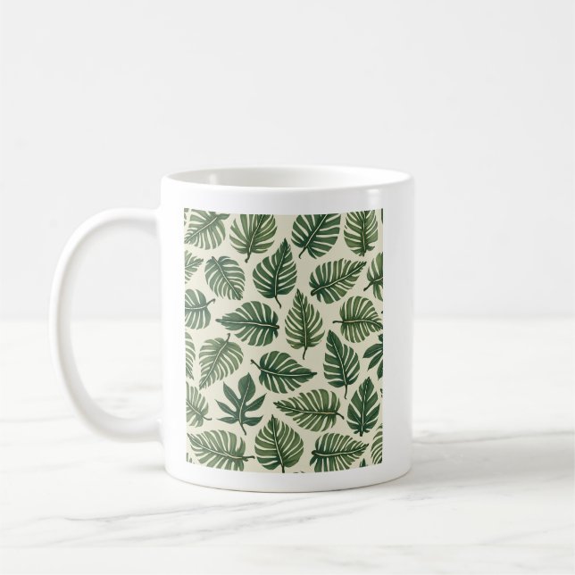 Taza De Café Mug con patrón de hoja (Izquierda)