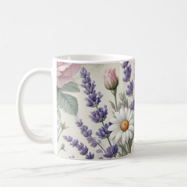 Taza De Café Mug con patrón floral acuarela 2/6 (Izquierda)