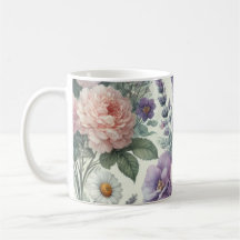 Mug con patrón floral acuarela 4/6