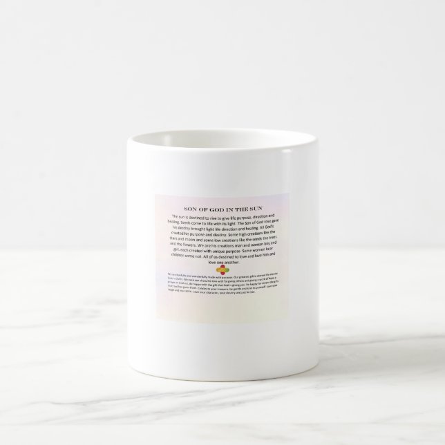 Taza De Café Mug con poema Hijo de Dios al sol (Centro)