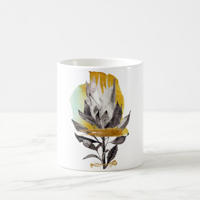 Taza De Café Mug con protea flor de oro (Centro)