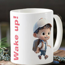 Mug con reloj de alarma sonora y niño lindo