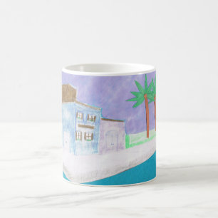 Taza De Café Mug con una escena de una aldea caribeña