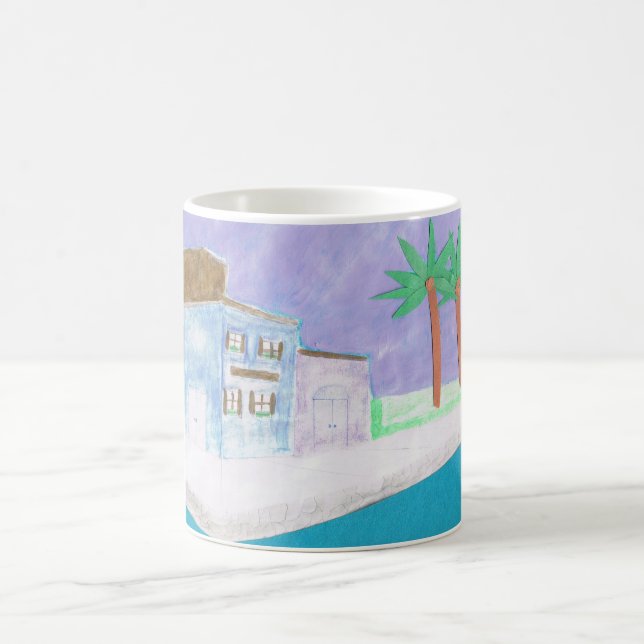 Taza De Café Mug con una escena de una aldea caribeña (Centro)