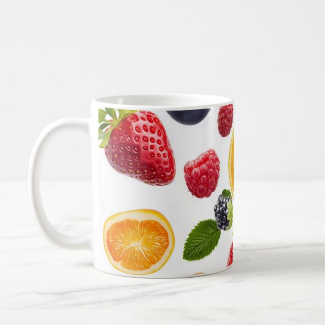 Taza De Café Mug con vibrantes imágenes de frutos (Izquierda)