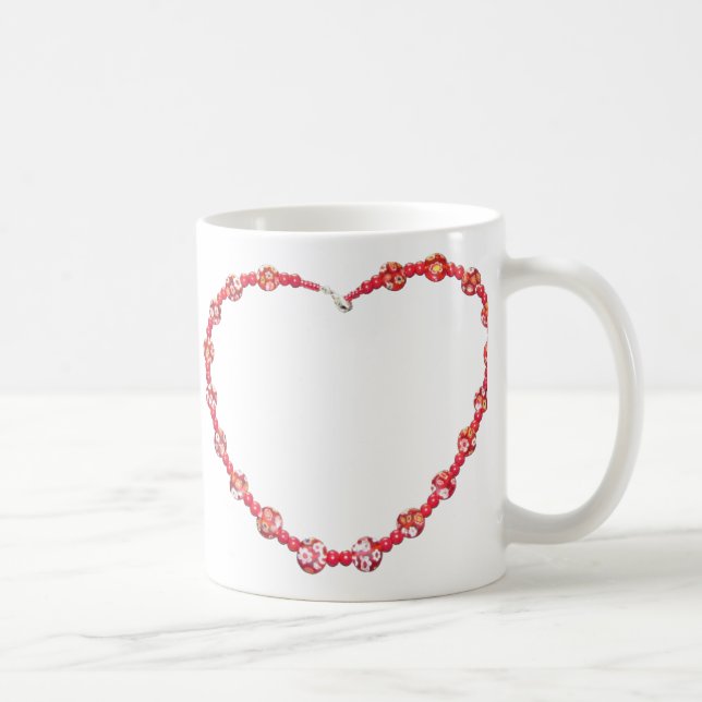 Taza De Café Mug - Corazón Rojo Beaded (Derecha)