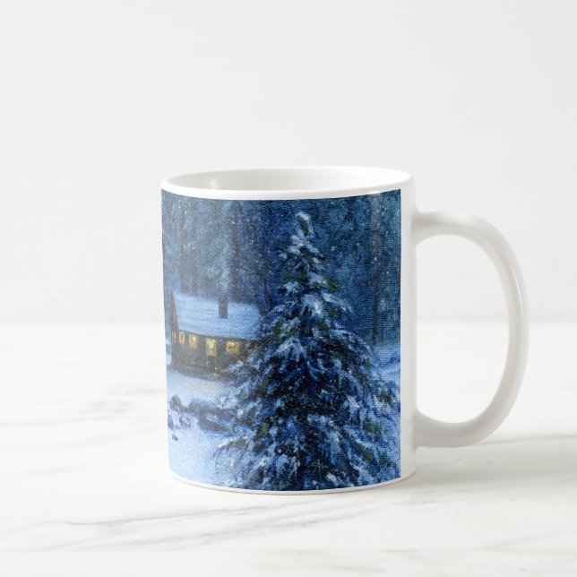Taza De Café Mug "Cosy Cabin In The Snow" (Derecha)