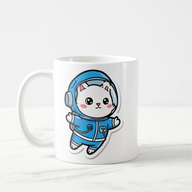 Taza De Café Mug Cute Astronaut Cat Kawaii (Izquierda)