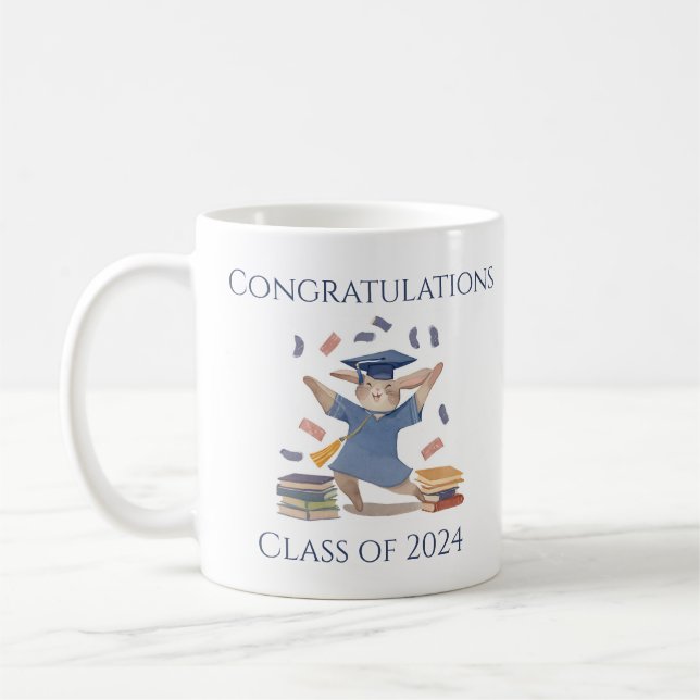 Taza De Café Mug Cute de regalo de graduación de conejo (Izquierda)
