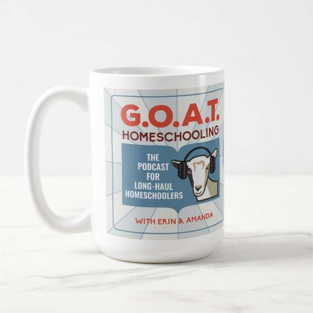 Taza De Café Mug de 15 oz - Podcast de GOAT Homeschooling! (Izquierda)