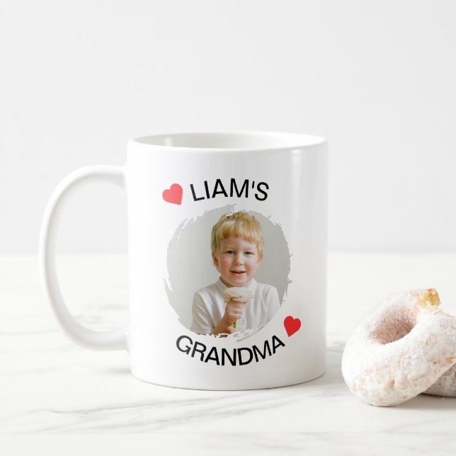 Taza De Café Mug de abuela personalizada - Cara de niño Persona (Con donut)