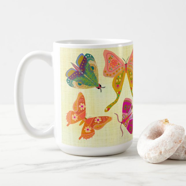 Taza De Café Mug de amigos mariposa (Con donut)