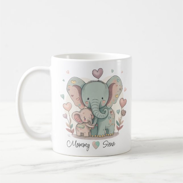 Taza De Café Mug de amor de elefante personalizado (Izquierda)