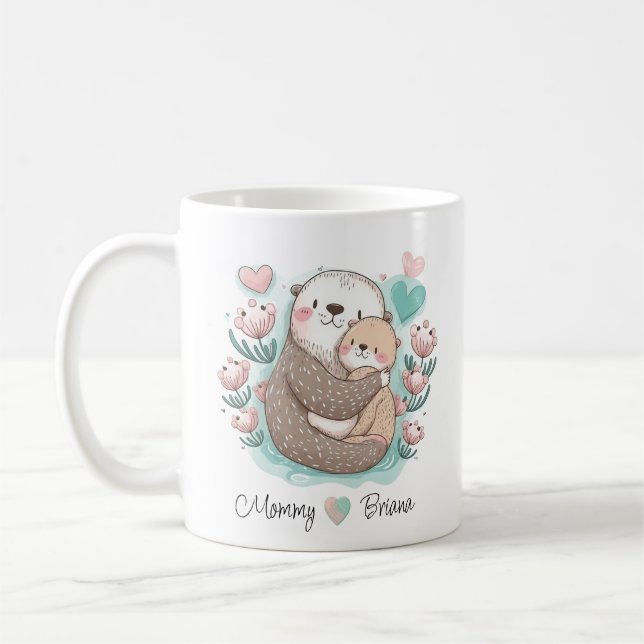 Taza De Café Mug de amor de Otter marino personalizado (Izquierda)