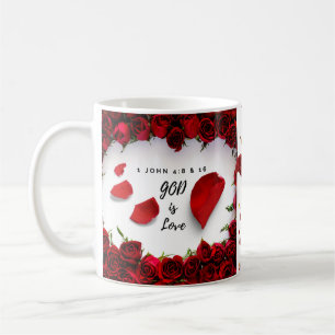 Taza De Café Mug de amor divino: Dios es amor rosas rojas - cri