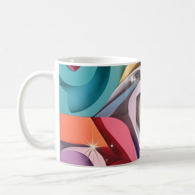 Taza De Café Mug de amor geométrico vibrante (Izquierda)