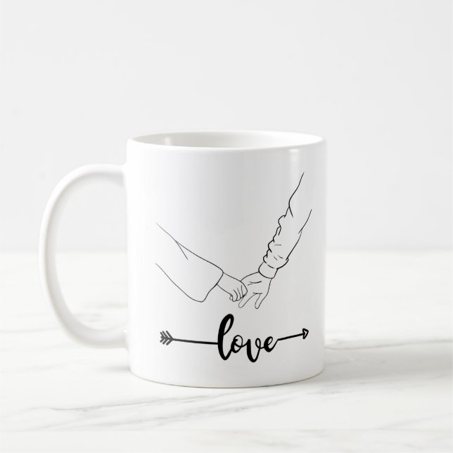 Taza De Café Mug de amor ilustrativo negro y blanco (Izquierda)