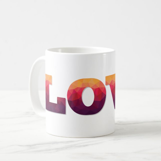 Taza De Café Mug de amor polígono moderno (Anverso izquierdo)
