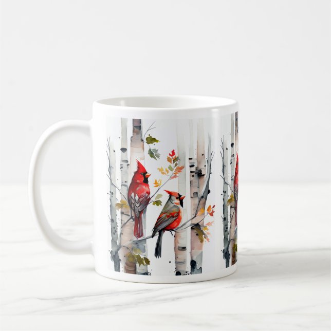 Taza De Café Mug de árbol de aves y cardenales (Izquierda)