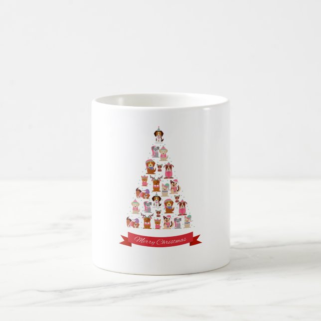 Taza De Café Mug de árbol de navidad de perros pequeños (Centro)