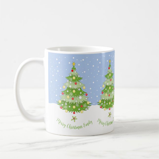Taza De Café Mug de árbol de Navidad personalizado (Izquierda)