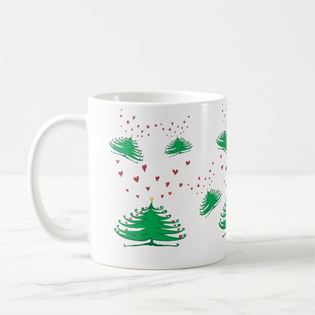 Taza De Café Mug de árbol de pino festivo de año nuevo (Izquierda)