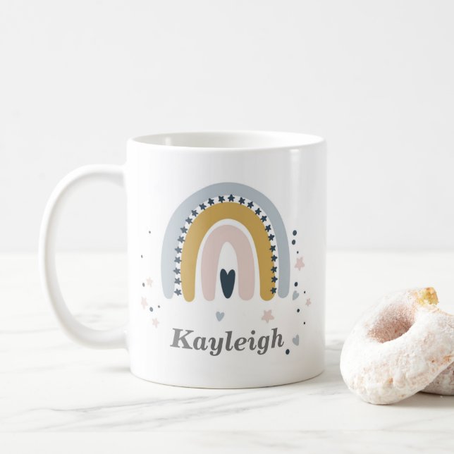 Taza De Café Mug de arcoiris Pastel personalizado (Con donut)