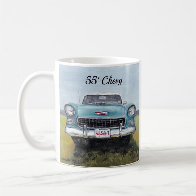 Taza De Café Mug de arte de auto Chevy de 55' (Izquierda)