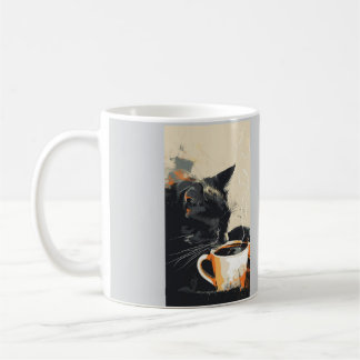 Taza De Café Mug de arte de café para gato negro - Regalo único