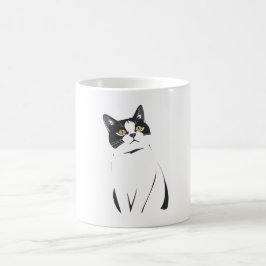 Taza De Café Mug de arte de la línea del gato minimalista - F e