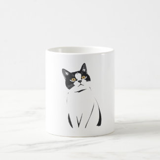 Taza De Café Mug de arte de la línea del gato minimalista - F e