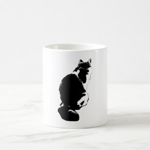 Taza De Café Mug de arte de tinta de vista trasera de gato pens